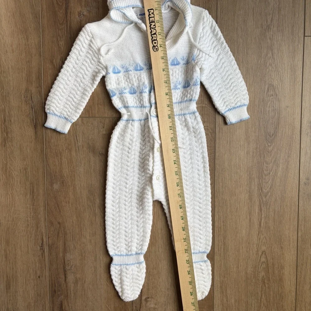 Vintage 3-6M Mother Time Sweater Bodysuit with Hood / Primitive Footie Footed